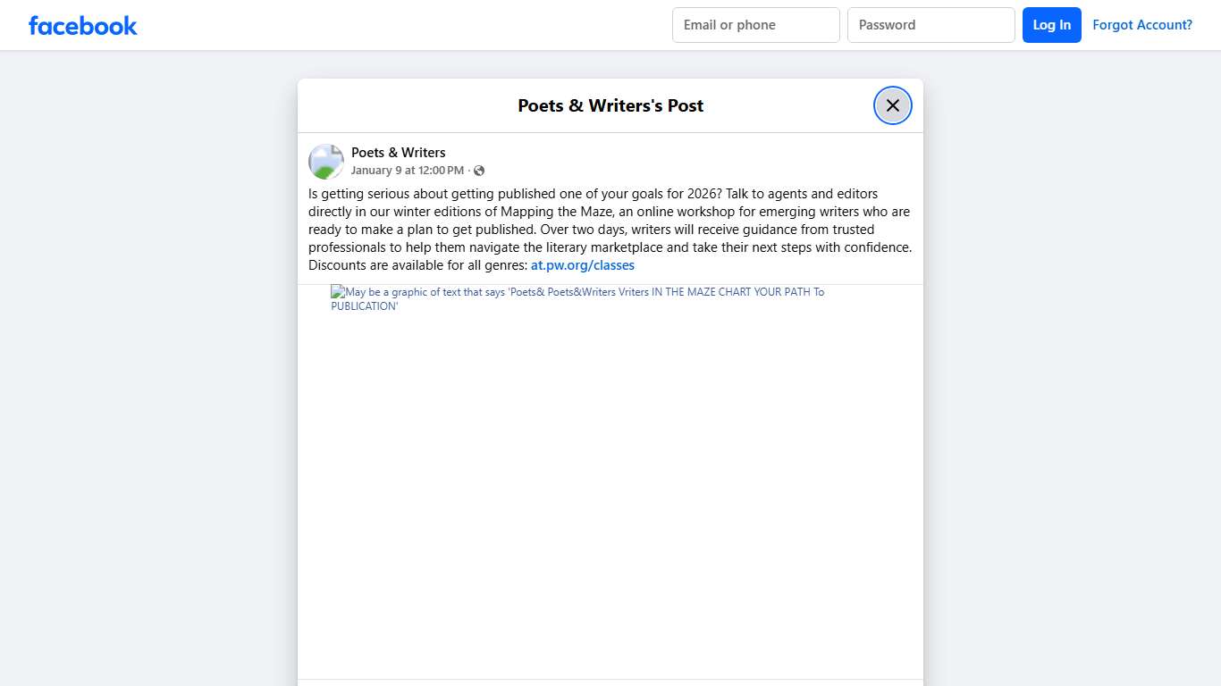 Poets & Writers - Is getting serious about getting... Facebook
